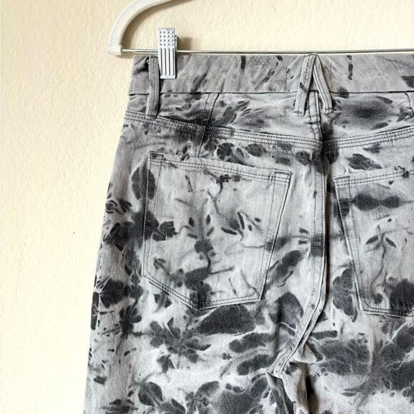 Good American Grey Jeans High Rise Straight Wide Leg Tie Dye Size 25 - Picture 10 of 11